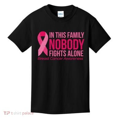 Nobody Fights Alone Breast Cancer Kids T-Shirt