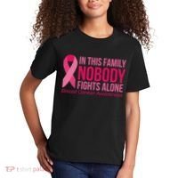 Nobody Fights Alone Breast Cancer Kids T-Shirt thumb 2