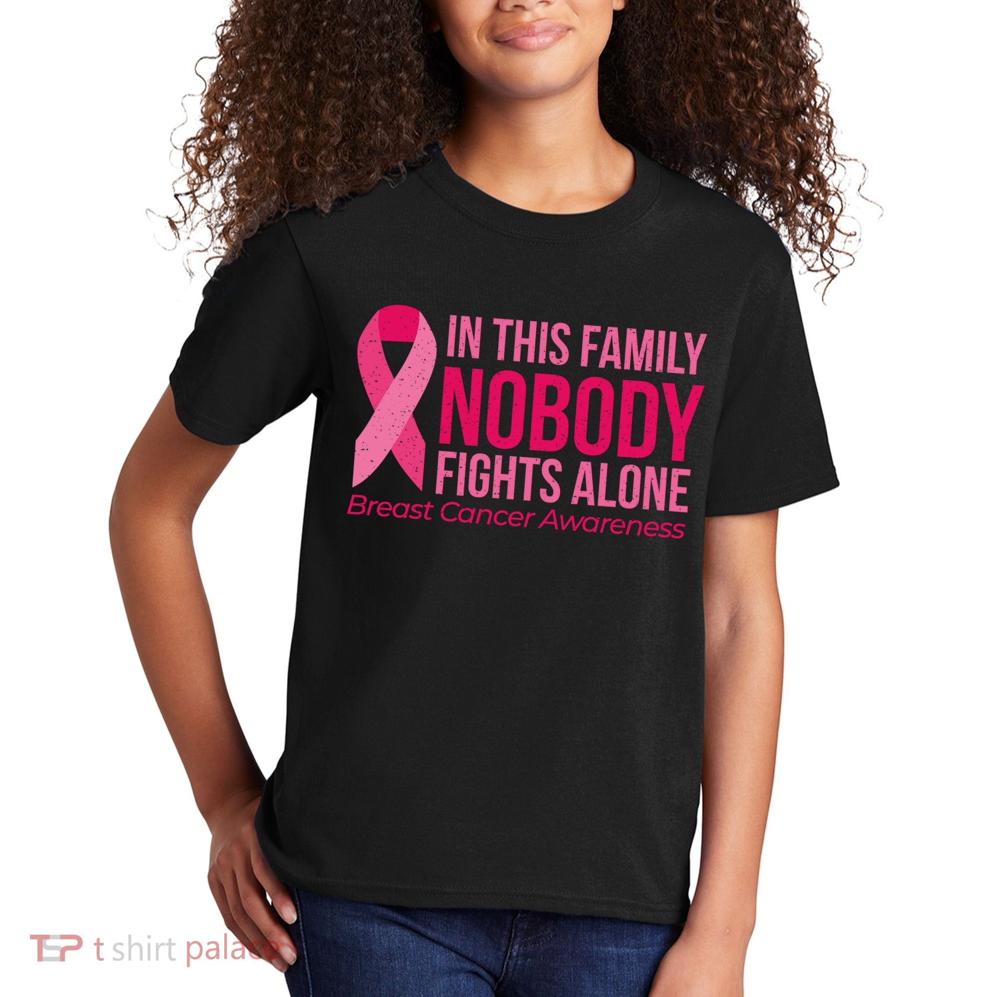 Nobody Fights Alone Breast Cancer Kids T-Shirt