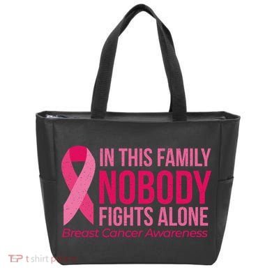 Nobody Fights Alone Breast Cancer Tote Bag