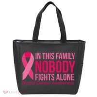 Nobody Fights Alone Breast Cancer Tote Bag thumb 0