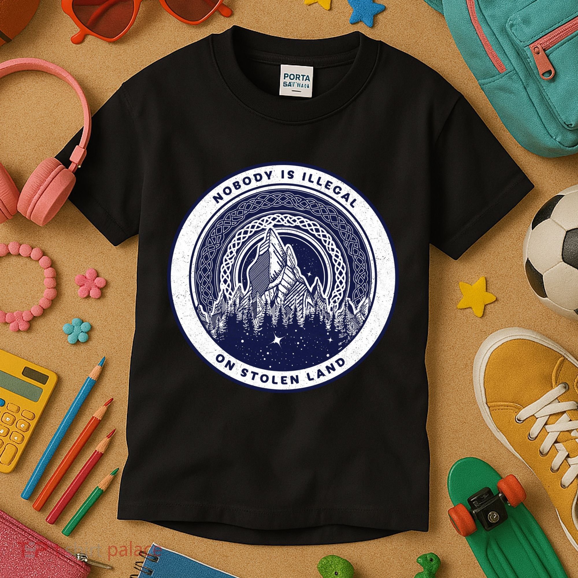 Nobody Is Illegal On Stolen Land Kids T-Shirt