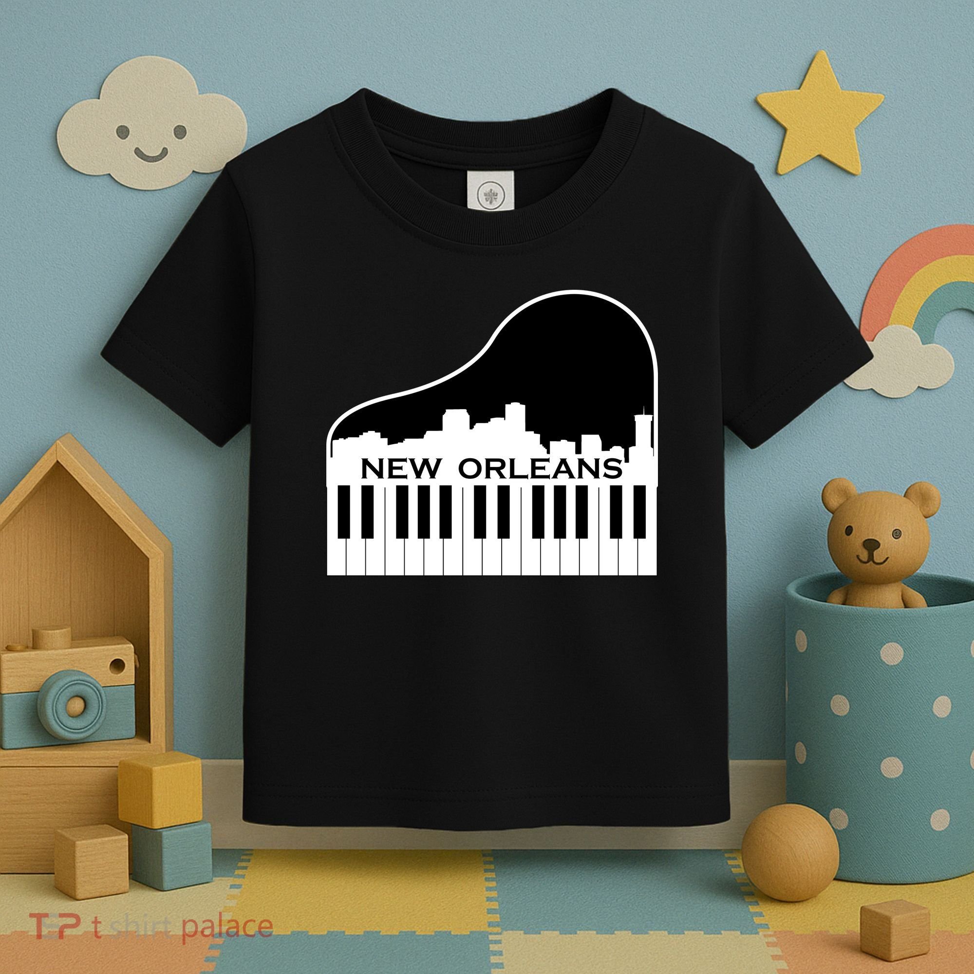 New Orleans Cool Piano Skyline Toddler T-Shirt
