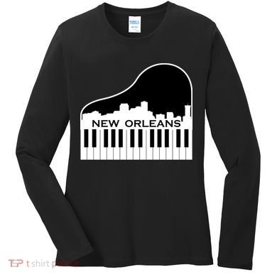 New Orleans Cool Piano Skyline Women's Long Sleeve Shirt