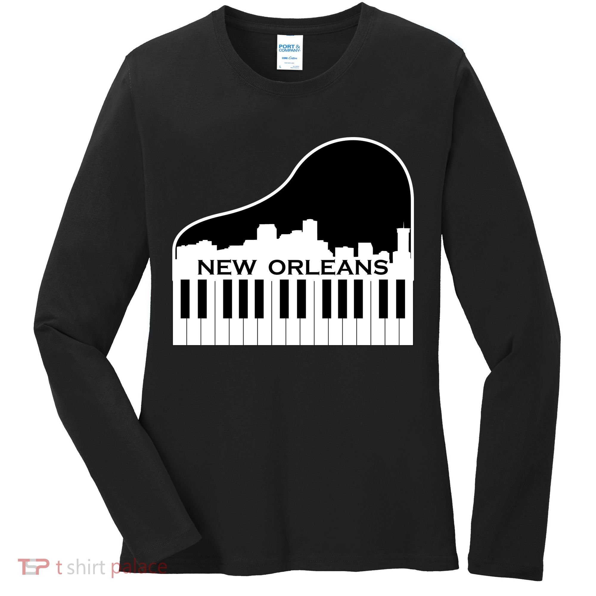 New Orleans Cool Piano Skyline Women's Long Sleeve Shirt
