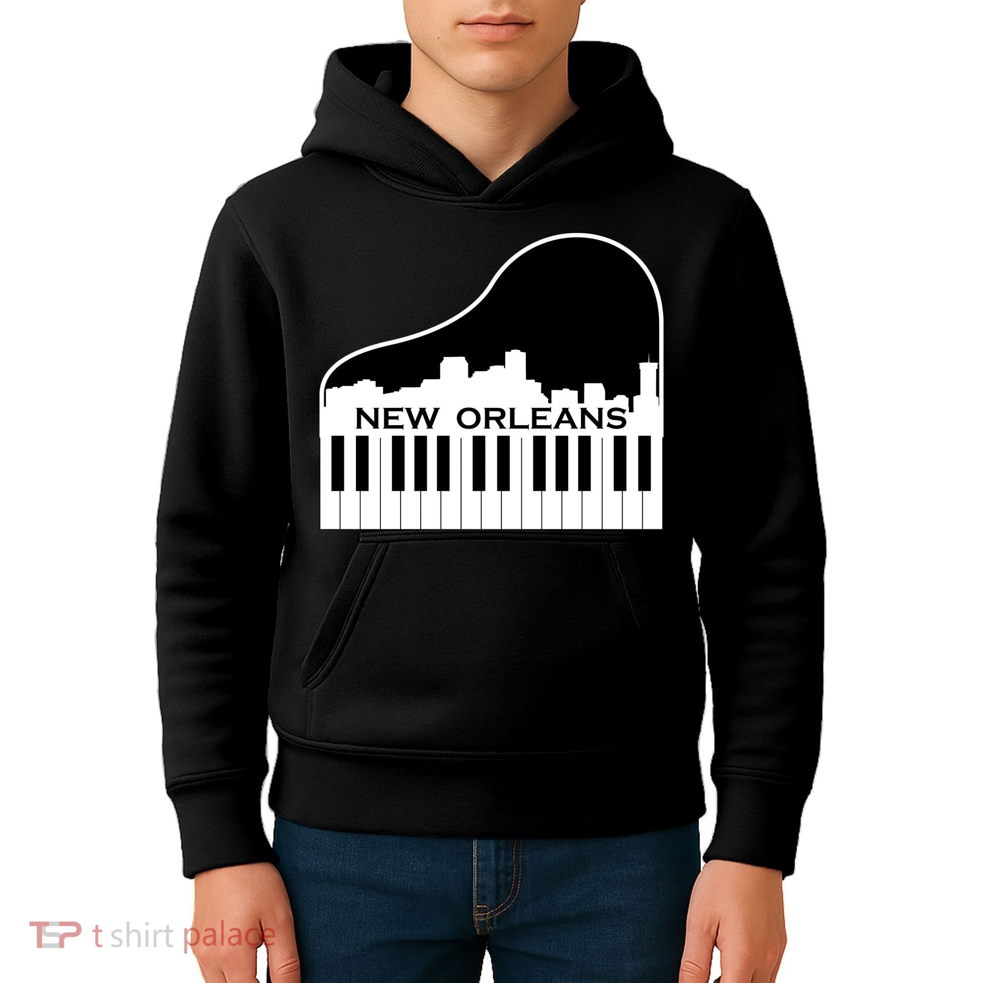 New Orleans Cool Piano Skyline Kids Hoodie