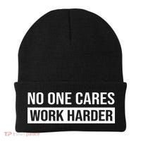 No One Cares Work Harder Motivational Workout & Gym Beanie thumb 0