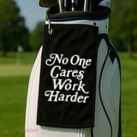No One Cares Work Harder Gym Motivation Golf Towel thumb 2