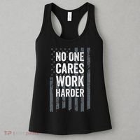 No One Cares Work Harder Motivational Workout Gym ON BACK Women's Tank Top thumb 3