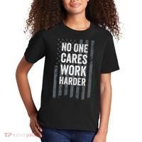 No One Cares Work Harder Motivational Workout Gym ON BACK Kids T-Shirt thumb 2