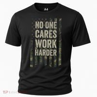 No One Cares Work Harder Motivational Workout Gym Cooling Performance Crew T-Shirt thumb 0
