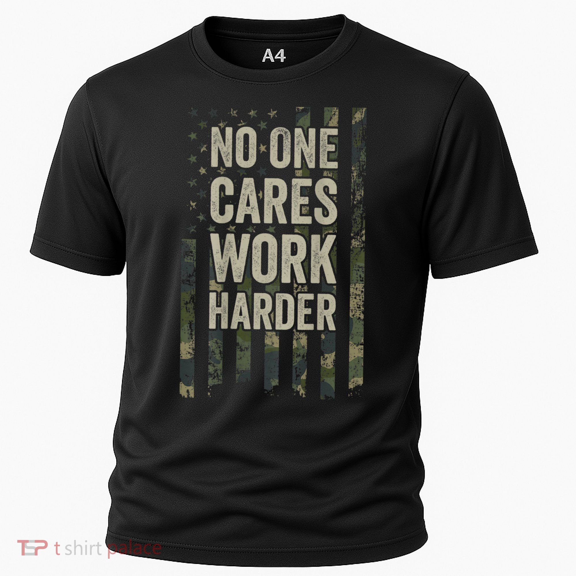 No One Cares Work Harder Motivational Workout Gym Cooling Performance Crew T-Shirt