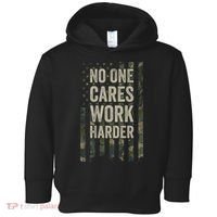 No One Cares Work Harder Motivational Workout Gym Toddler Hoodie thumb 0