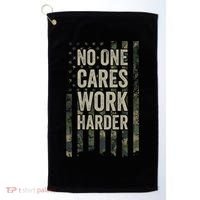 No One Cares Work Harder Motivational Workout Gym Golf Towel thumb 0
