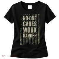 No One Cares Work Harder Motivational Workout Gym Women's T-Shirt thumb 0