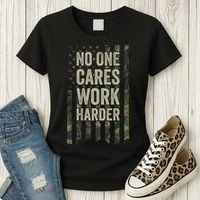 No One Cares Work Harder Motivational Workout Gym Women's T-Shirt thumb 3