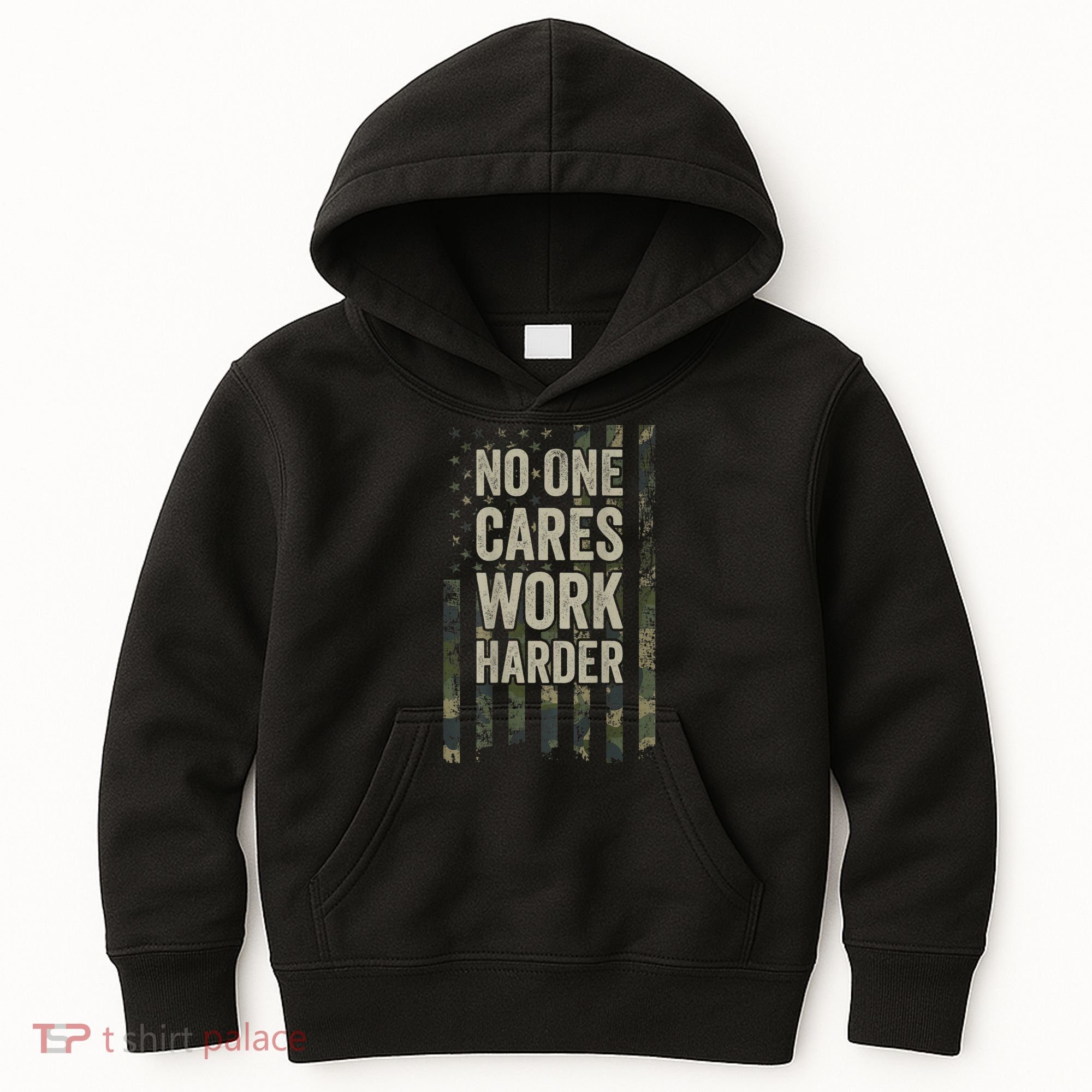 No One Cares Work Harder Motivational Workout Gym Kids Hoodie