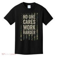 No One Cares Work Harder Motivational Workout Gym Kids T-Shirt thumb 0