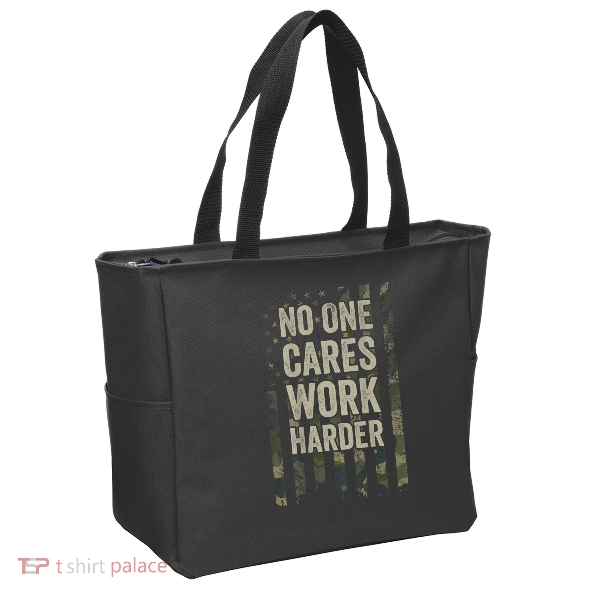 No One Cares Work Harder Motivational Workout Gym Tote Bag