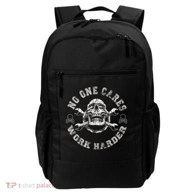 No One Cares Work Harder Skull Engineer Backpack