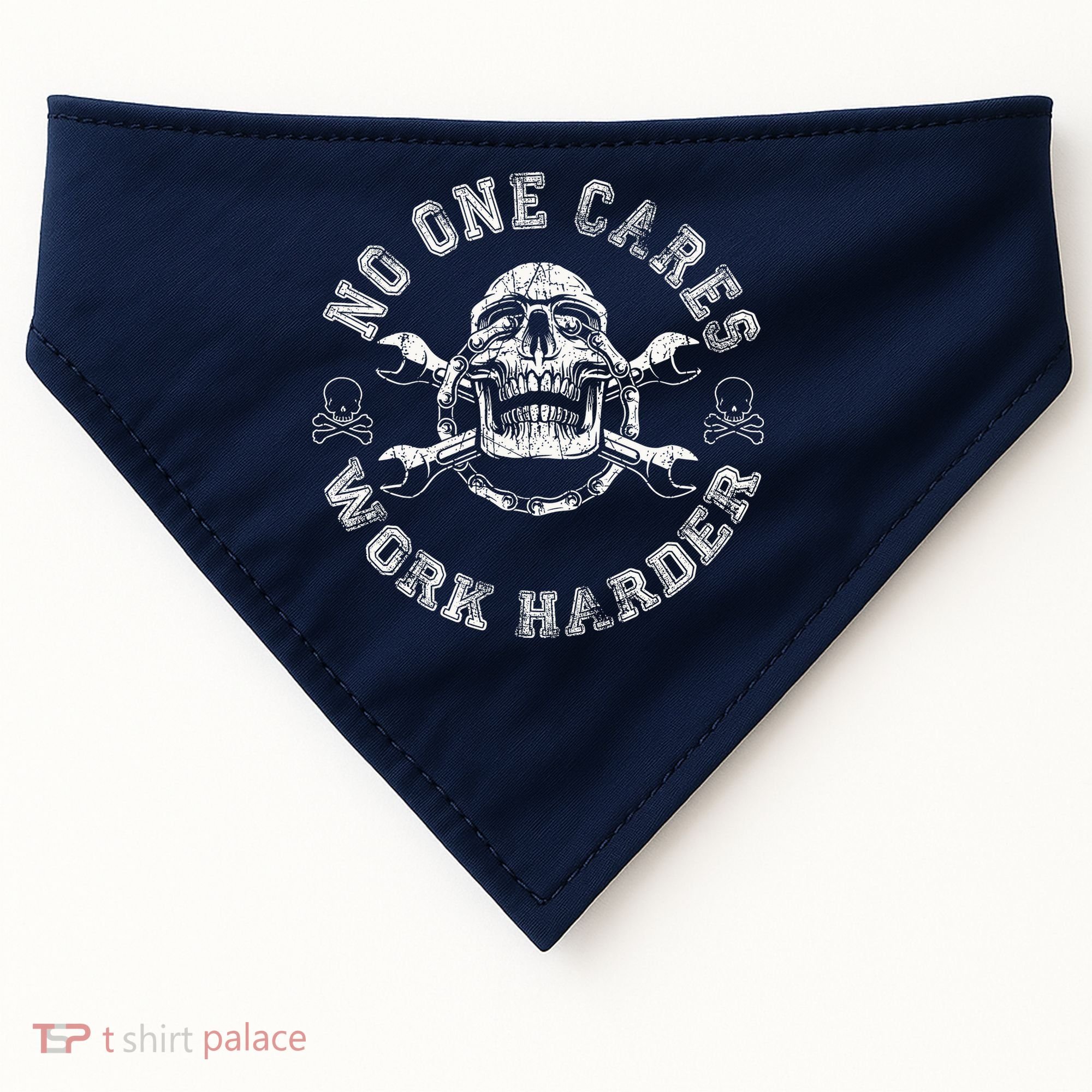 No One Cares Work Harder Skull Engineer USA-Made Doggie Bandana