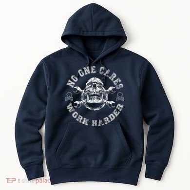 No One Cares Work Harder Skull Engineer Hoodie