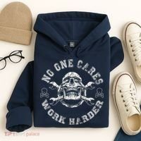 No One Cares Work Harder Skull Engineer Hoodie thumb 4