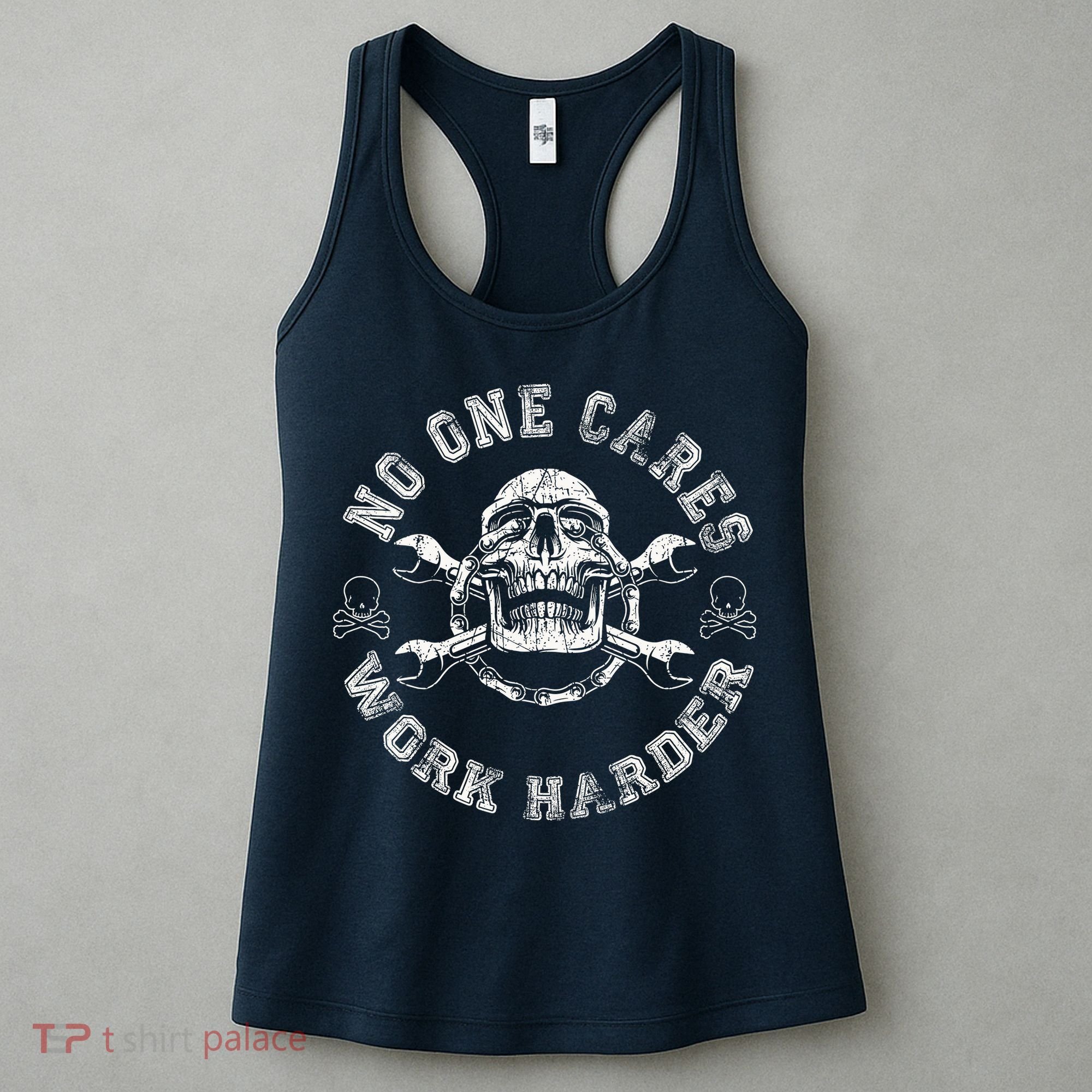 No One Cares Work Harder Skull Engineer Women's Tank Top