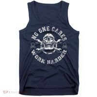 No One Cares Work Harder Skull Engineer Tank Top thumb 0