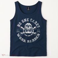 No One Cares Work Harder Skull Engineer Tank Top thumb 2