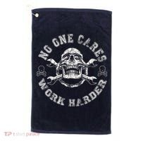 No One Cares Work Harder Skull Engineer Golf Towel thumb 0