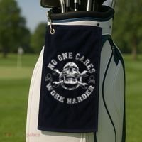 No One Cares Work Harder Skull Engineer Golf Towel thumb 2