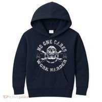 No One Cares Work Harder Skull Engineer Kids Hoodie thumb 0