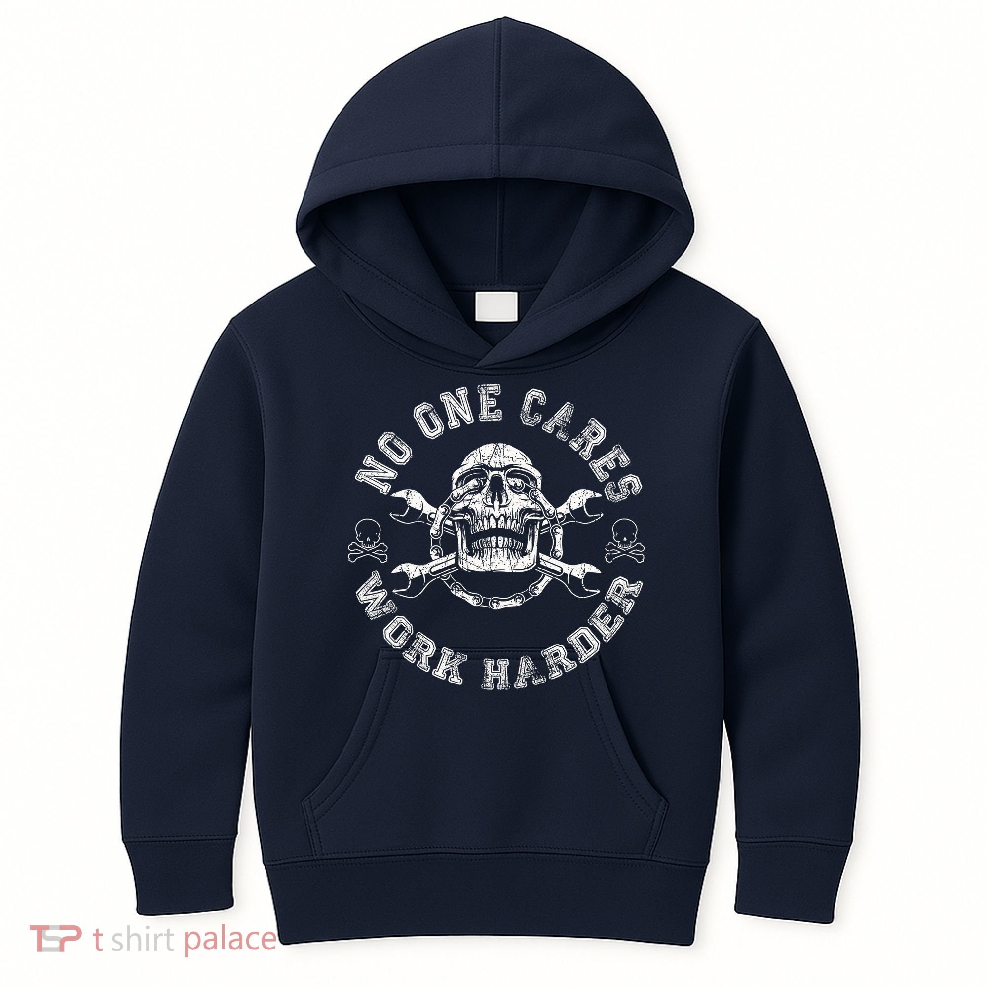 No One Cares Work Harder Skull Engineer Kids Hoodie