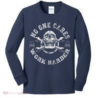 No One Cares Work Harder Skull Engineer Kids Long Sleeve Shirt thumb 0