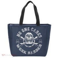 No One Cares Work Harder Skull Engineer Tote Bag thumb 0