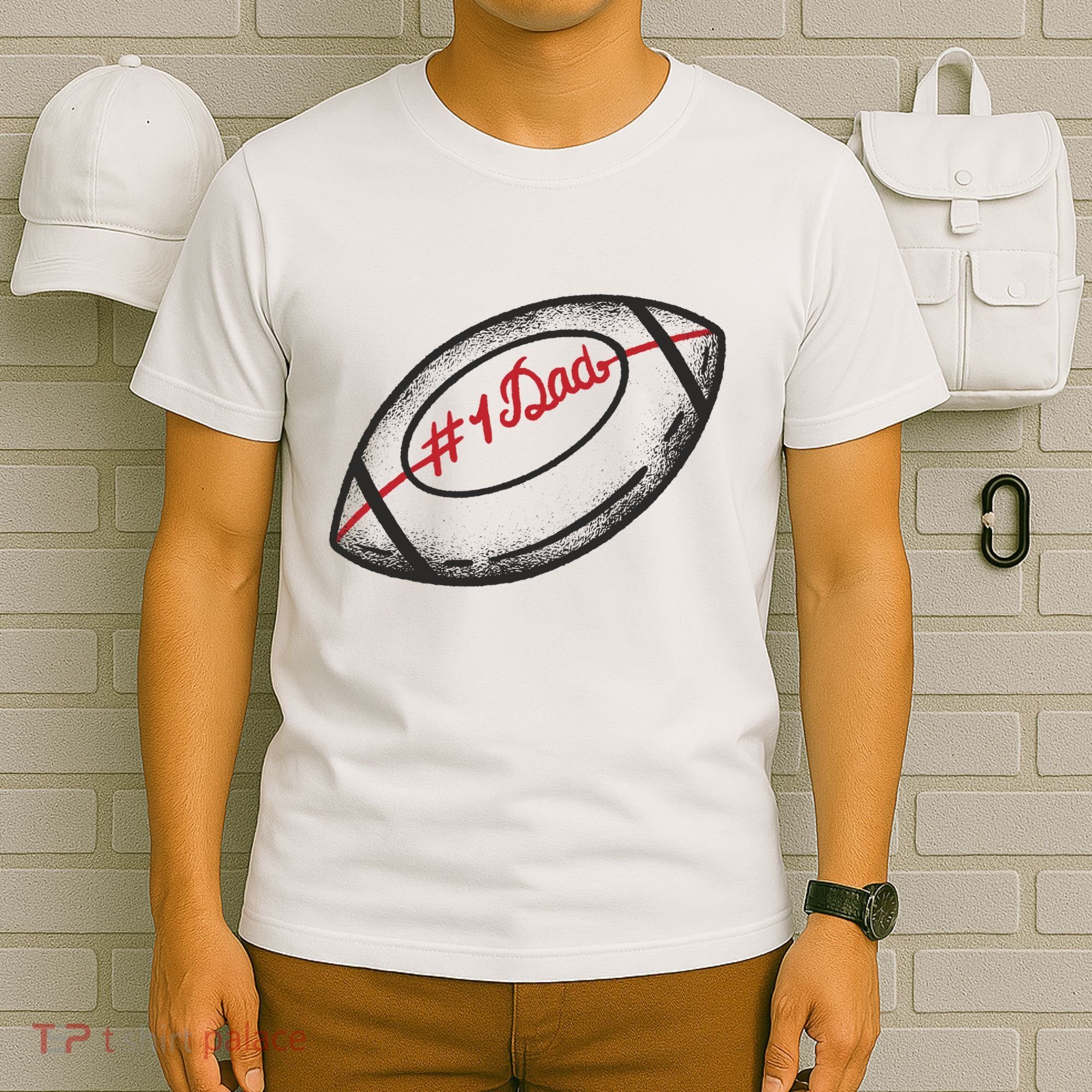 Number One Dad Football Gift T-Shirt