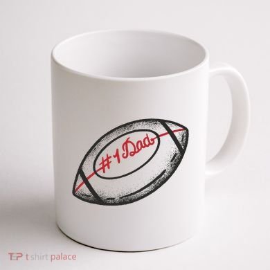 Number One Dad Football Gift Coffee Mug back