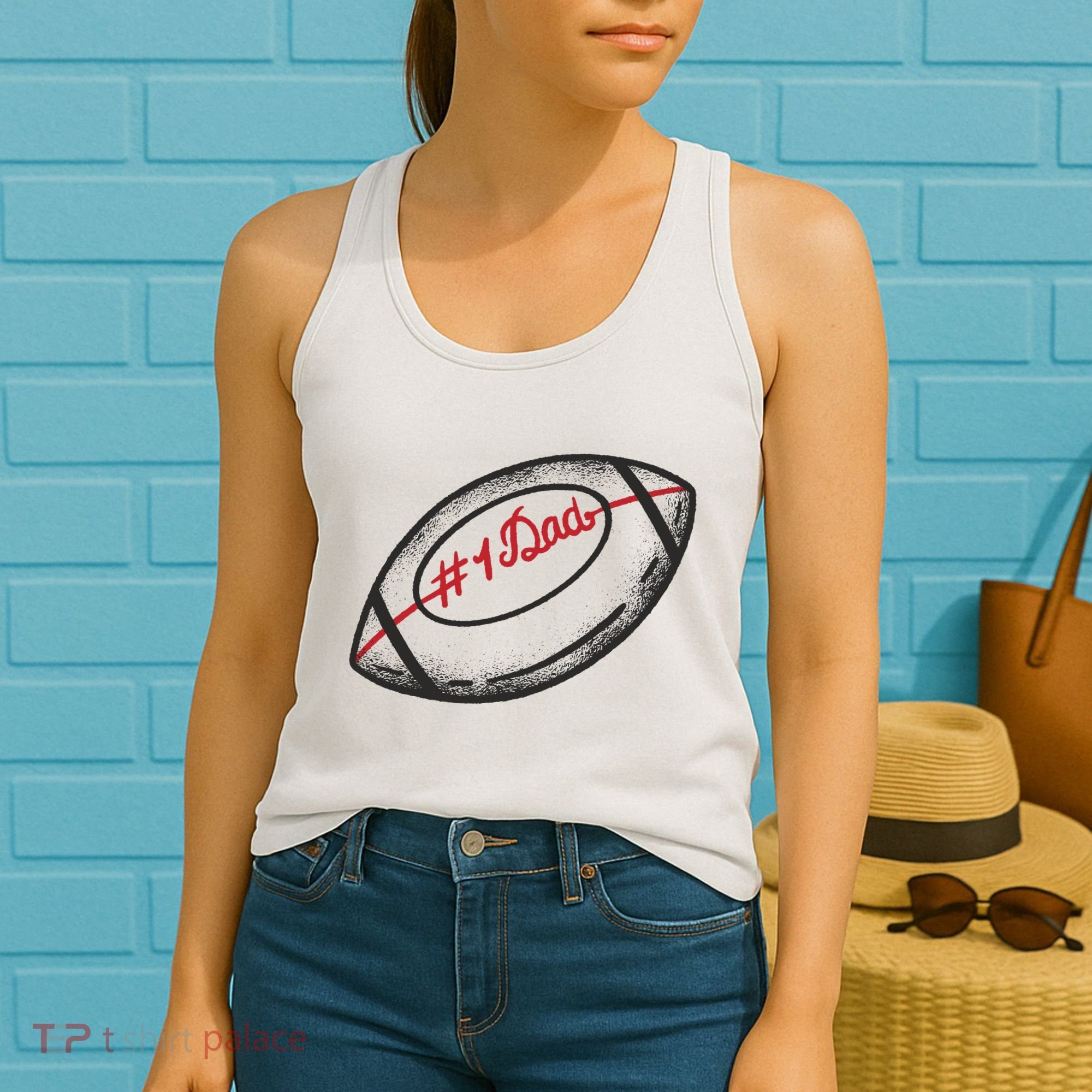 Number One Dad Football Gift Women's Tank Top
