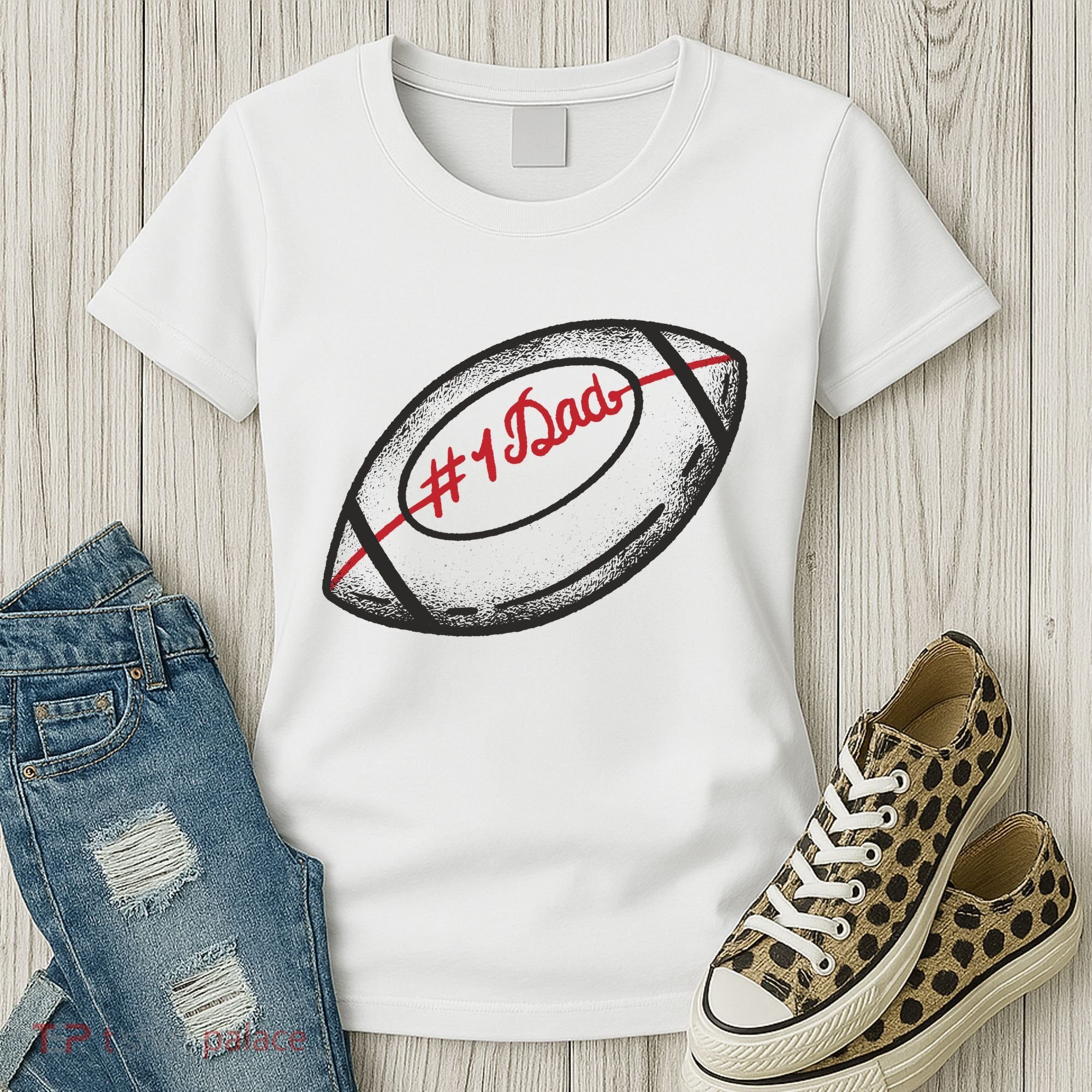 Number One Dad Football Gift Women's T-Shirt