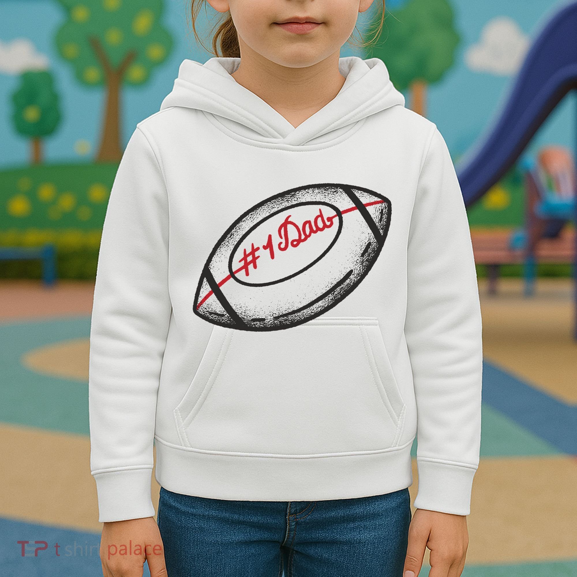 Number One Dad Football Gift Kids Hoodie
