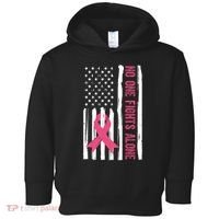 No One Fights Alone Breast Cancer Usa Ribbon Toddler Hoodie thumb 0