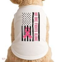 No One Fights Alone Breast Cancer Usa Ribbon Doggie Tank thumb 0