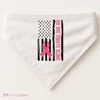 No One Fights Alone Breast Cancer Usa Ribbon USA-Made Doggie Bandana thumb 0