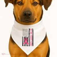 No One Fights Alone Breast Cancer Usa Ribbon USA-Made Doggie Bandana thumb 1