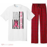 No One Fights Alone Breast Cancer Usa Ribbon Pajama Set thumb 0