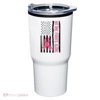 No One Fights Alone Breast Cancer Usa Ribbon Tumbler thumb 0
