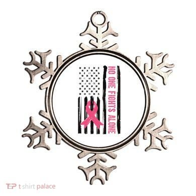 No One Fights Alone Breast Cancer Usa Ribbon Ornament
