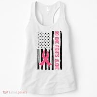 No One Fights Alone Breast Cancer Usa Ribbon Women's Tank Top thumb 0