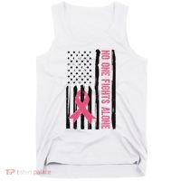 No One Fights Alone Breast Cancer Usa Ribbon Tank Top thumb 0